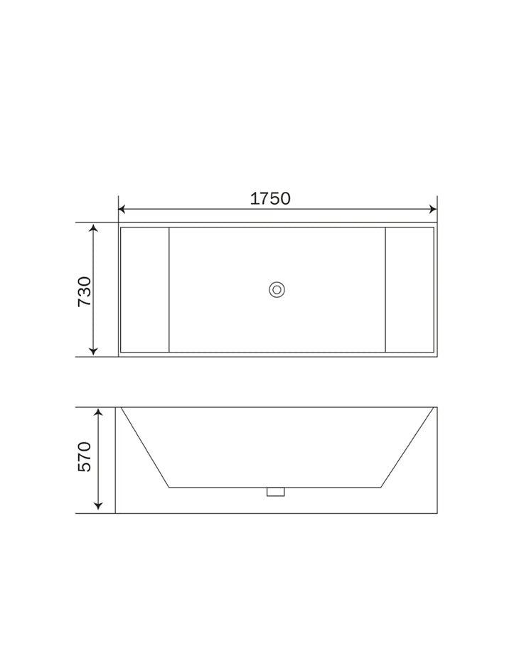 Bathtub 175x73 cm Polymarble White ASPIRE