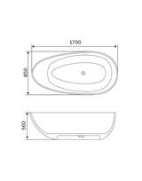 Bathtub 170x85 cm Polymarble White CELIN