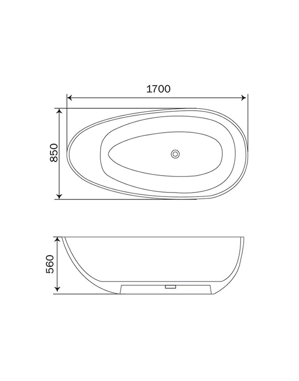Bathtub 170x85 cm Polymarble White CELIN