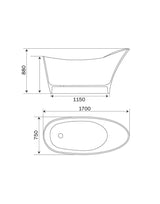 Bathtub 170x75 cm Polymarble White FLORDA