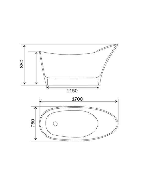 Bathtub 170x75 cm Polymarble White FLORDA