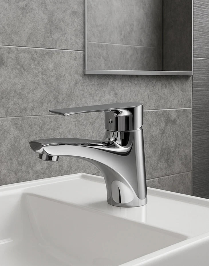 Basin Mixer Tall Long Neck Single Lever with Pulling Rod Chrome IMPRESSA