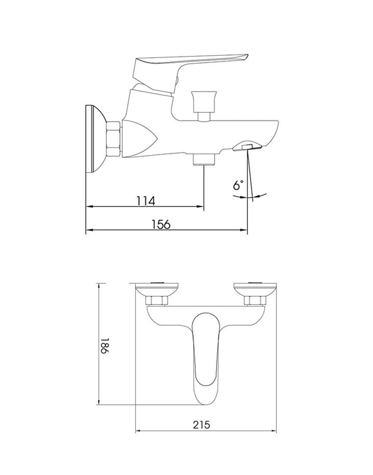 Bath and Shower Mixer Single Lever Chrome LINDA
