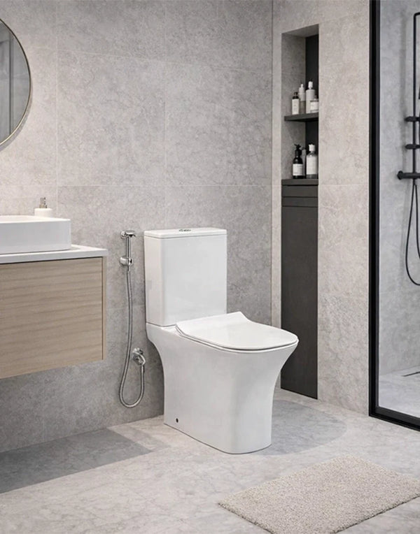 Close Coupled (Two Piece) P trap Water Closet Set 650x350 mm