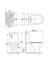 Close Coupled (Two Piece) P trap Water Closet Set 670x390 mm