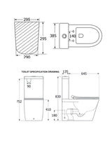 Close Coupled (Two Piece) P trap Water Closet Set 645x385 mm