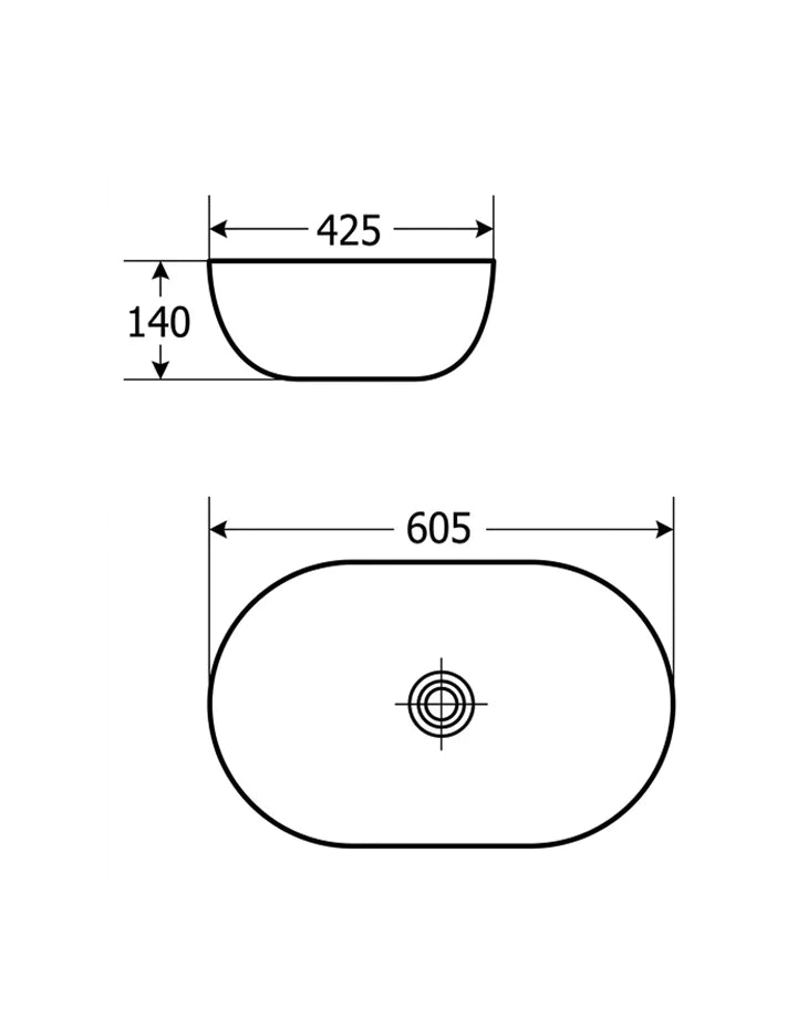 Wash Basin Countertop Oval 605 x 425 mm ART