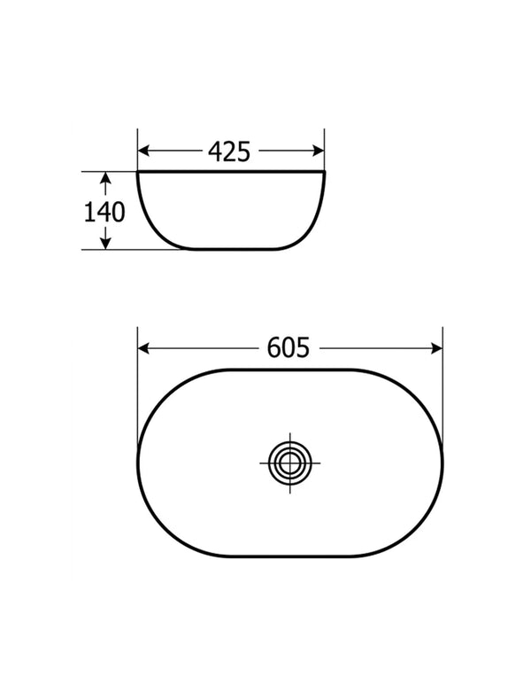 Wash Basin Countertop Oval 605 x 425 mm ART