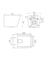 Wall Hung P trap Water Closet Square 520 x 360 mm