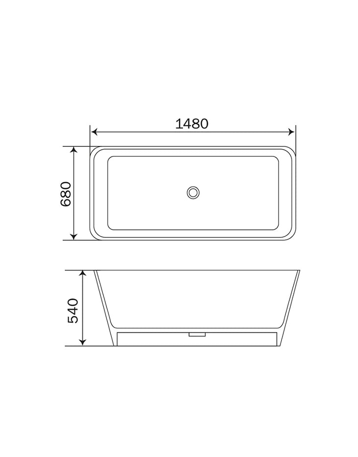 Bathtub 148x68 cm Polymarble  White TANK
