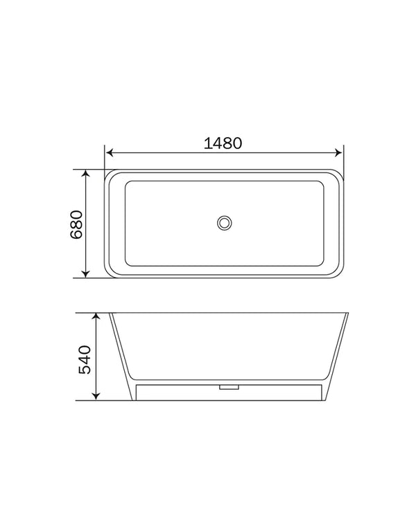 Bathtub 148x68 cm Polymarble  White TANK