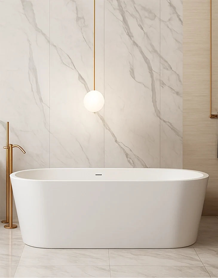 Bathtub 156x69 cm Polymarble White TANK