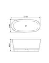 Bathtub 156x69 cm Polymarble White TANK