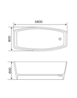 Bathtub 180x80 cm Polymarble White TANK