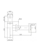 Bottle Trap 1.1/4 Inch x 32 mm Zinc Square