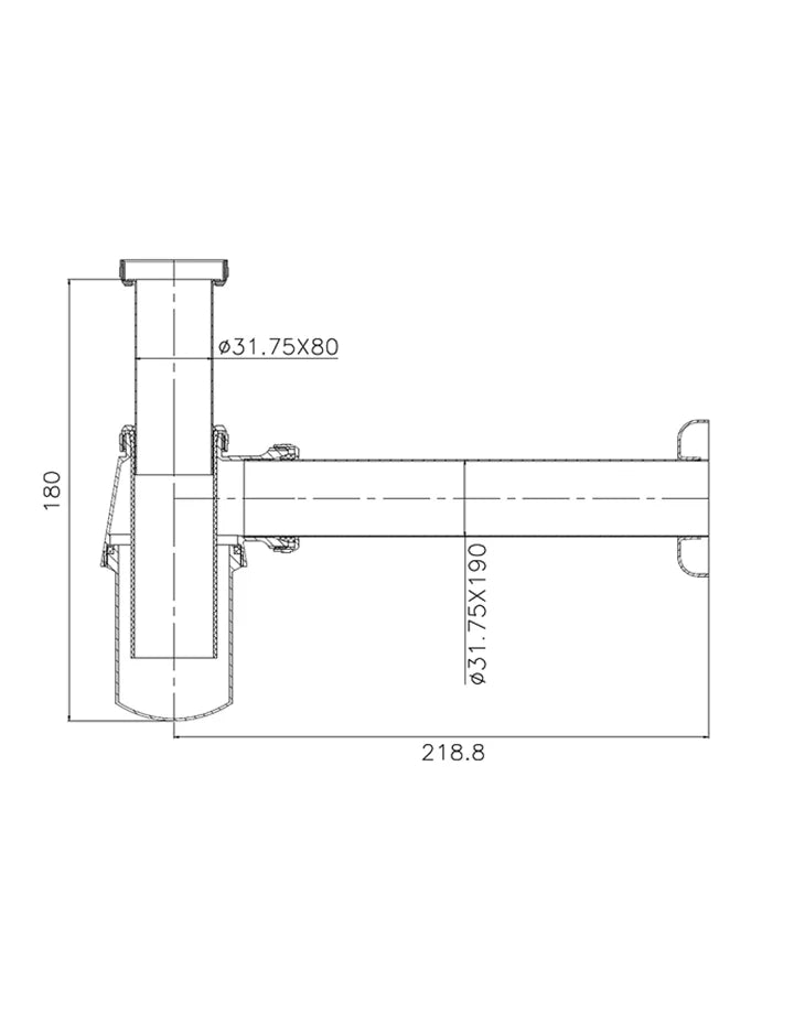 Bottle Trap Brass 1 1/4 Inch x 80 mm Round