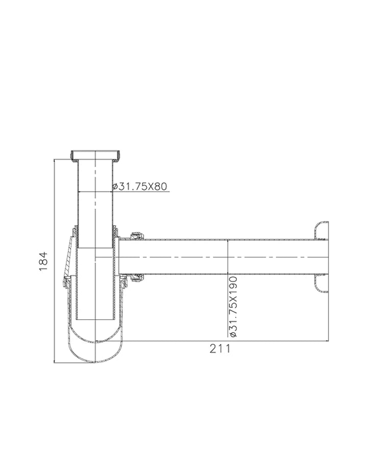 Bottle Trap Zinc 1 1/4 Inch x 80 mm Round