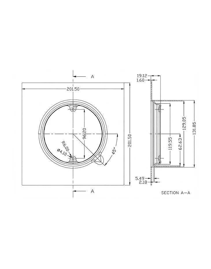 Floor Drainer 200x200 mm Stainless Steel