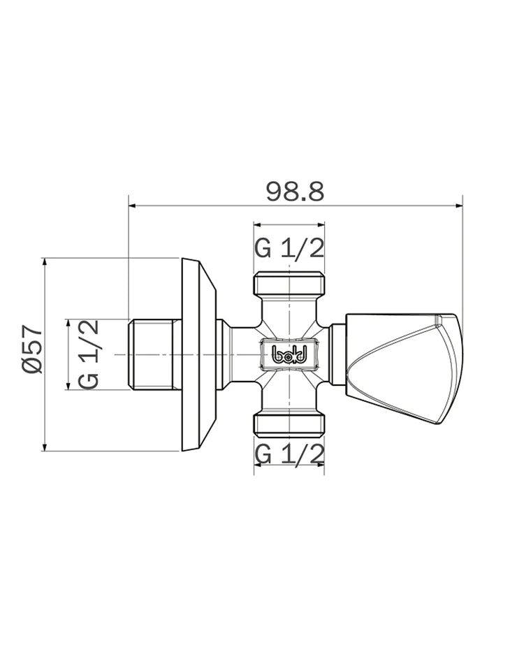 Angle Stop Valve 1/2 inch two way with Tricorn Handle