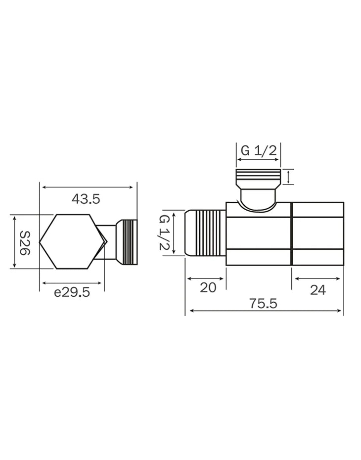 Angle Stop Valve 1/2 inch Hexagon Handle