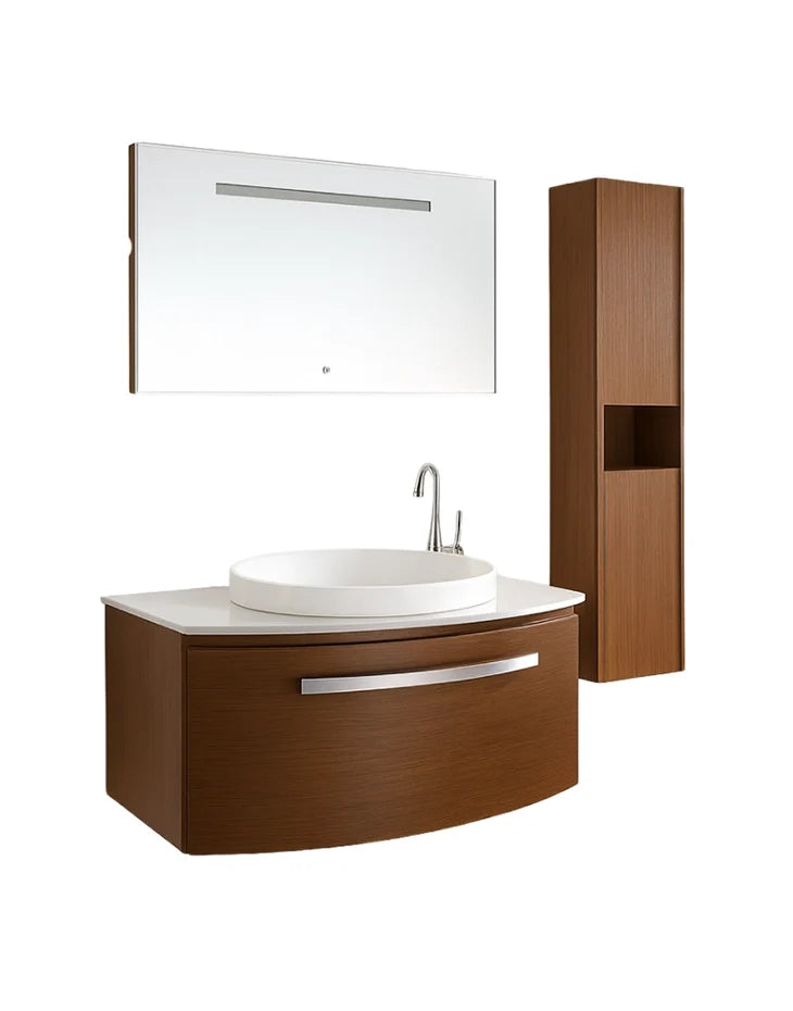 Bathroom Vanity Cabinet White & Dark Brown ZENIA